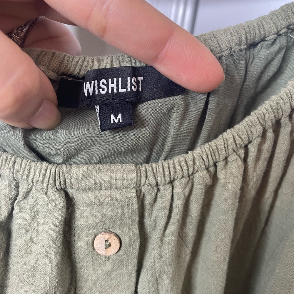 Wishlist Sage Green Cotton Button Front Midi Dress M - Picture 3 of 7